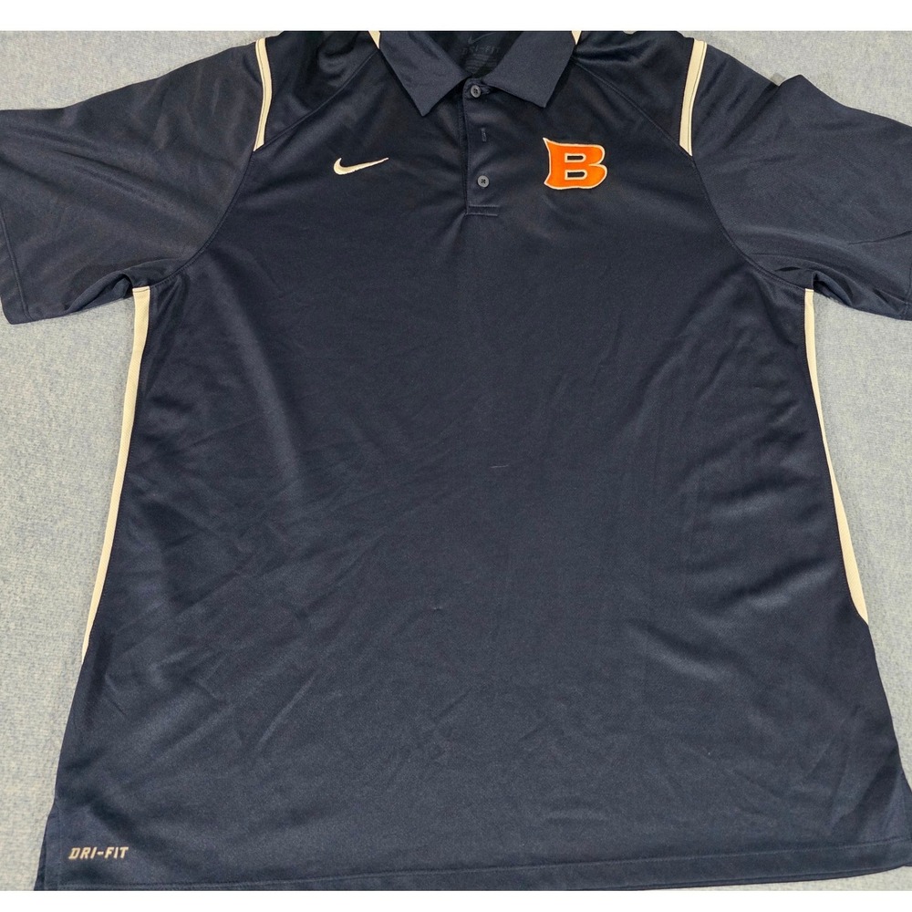 Nike Dri-FIT Boise State Polo Shirt Mens XL Navy Blue Short Sleeve Golf B Logo